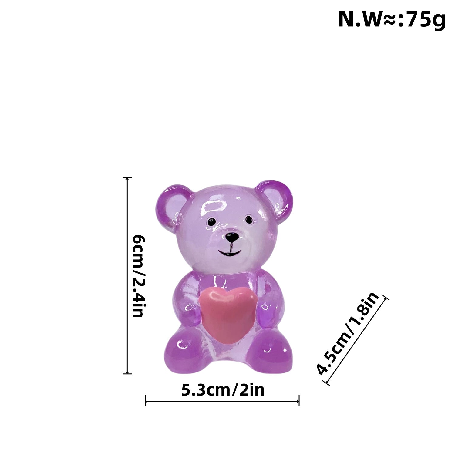 Heart Bear Resin Ornament Transparent Decorative Gift for Home & Parties