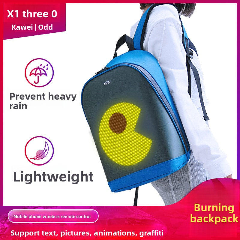 Smart LED Display Backpack Waterproof Laptop Travel Bag