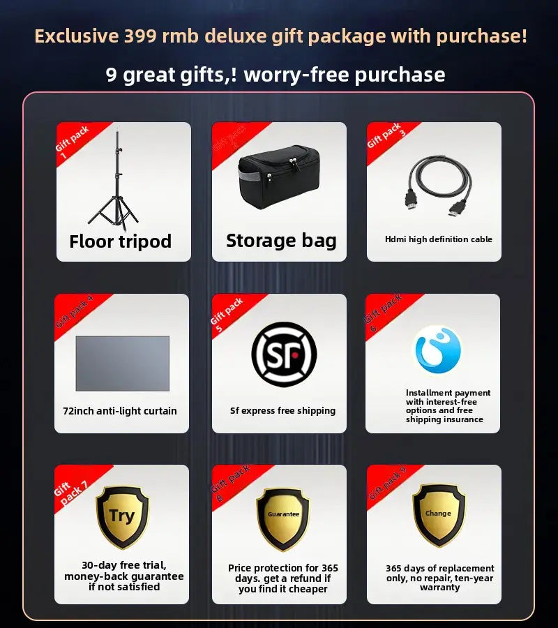 1080P Android Smart Projector with WiFi & Bluetooth 6000 ISO Lumens Portable Home Theater Projector with Auto Focus