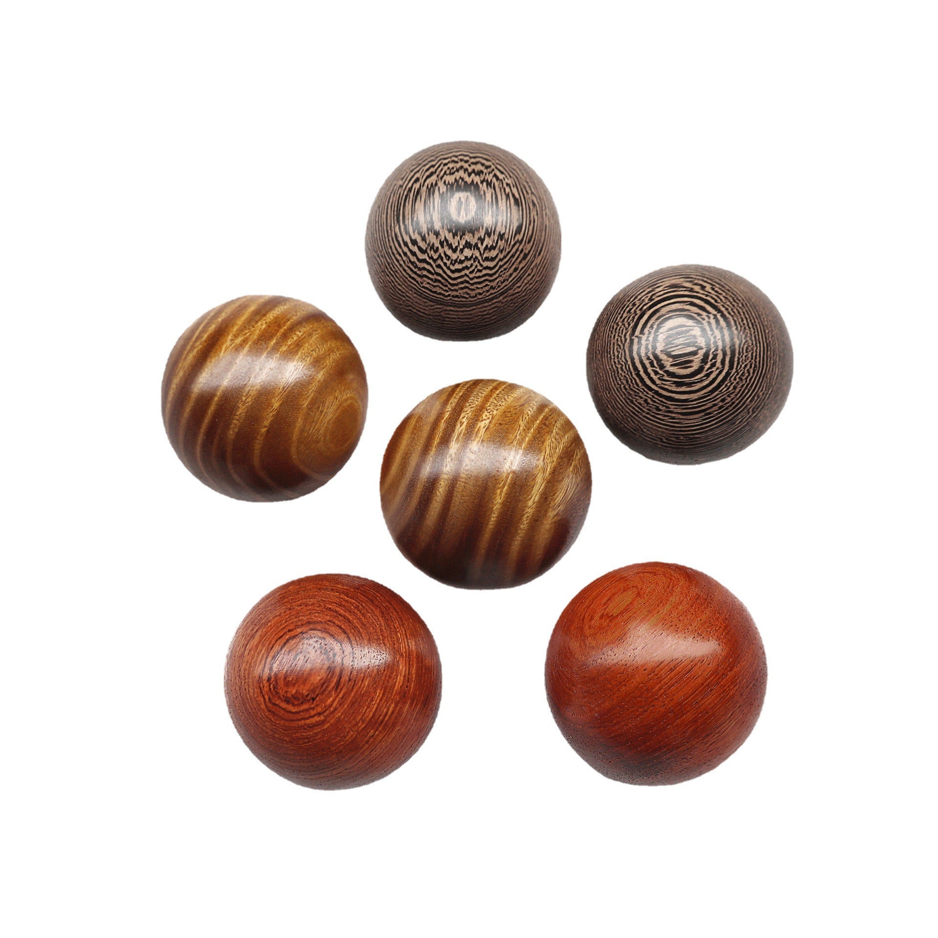 Natural Wooden Hand Massage Ball - Rosewood, Green Sandalwood & Chicken Wing Wood Wellness Sphere