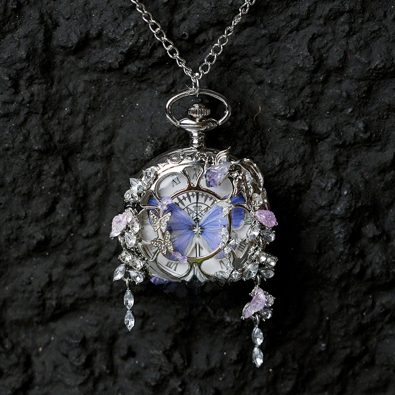 Real Butterfly Pocket Watch - Preserved Specimen Decorative Electronic Pocket Watch Gift