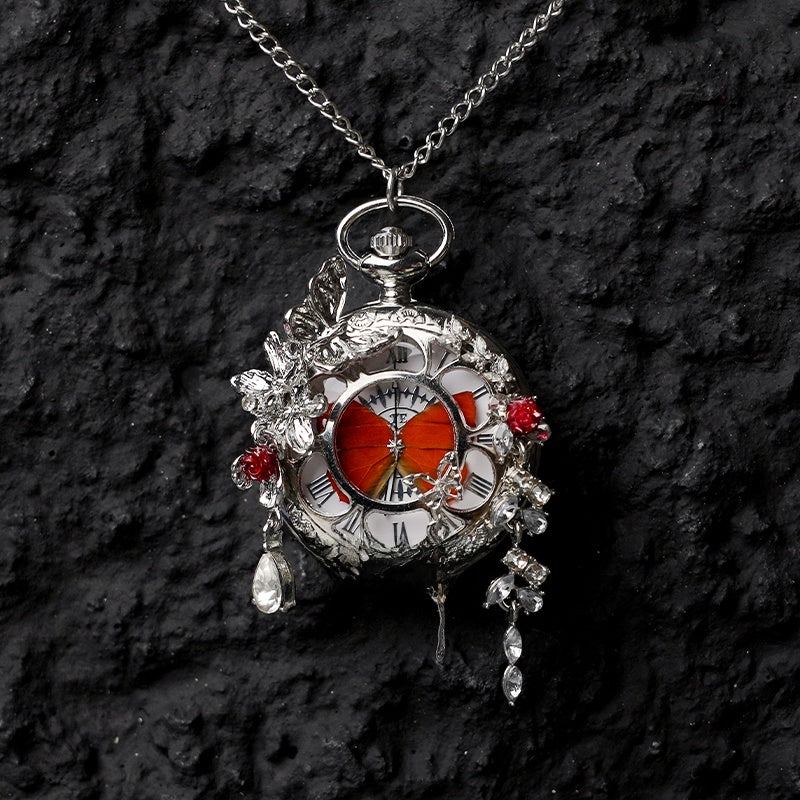 Real Butterfly Pocket Watch - Preserved Specimen Decorative Electronic Pocket Watch Gift