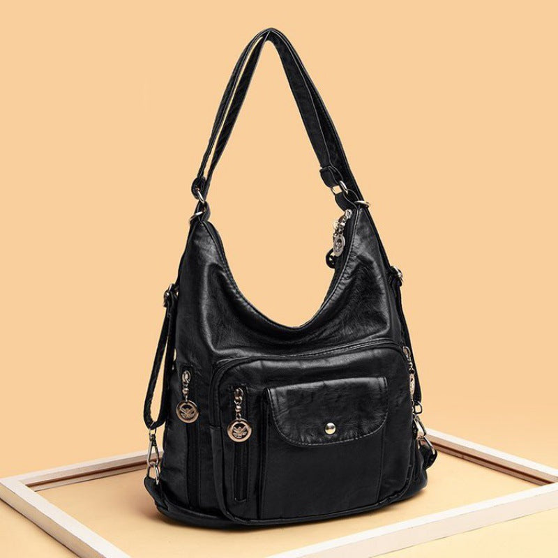 Stylish Large PU Bucket Bag Versatile Shoulder Bag for Everyday Use