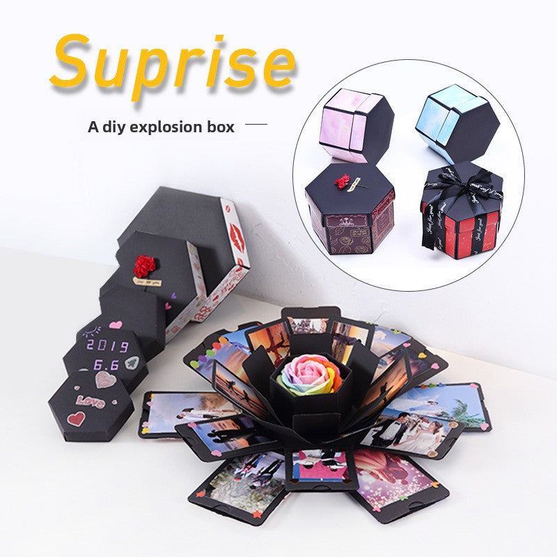 Hexagonal Explosion Box DIY Multi-Layer Gift Box for Surprises