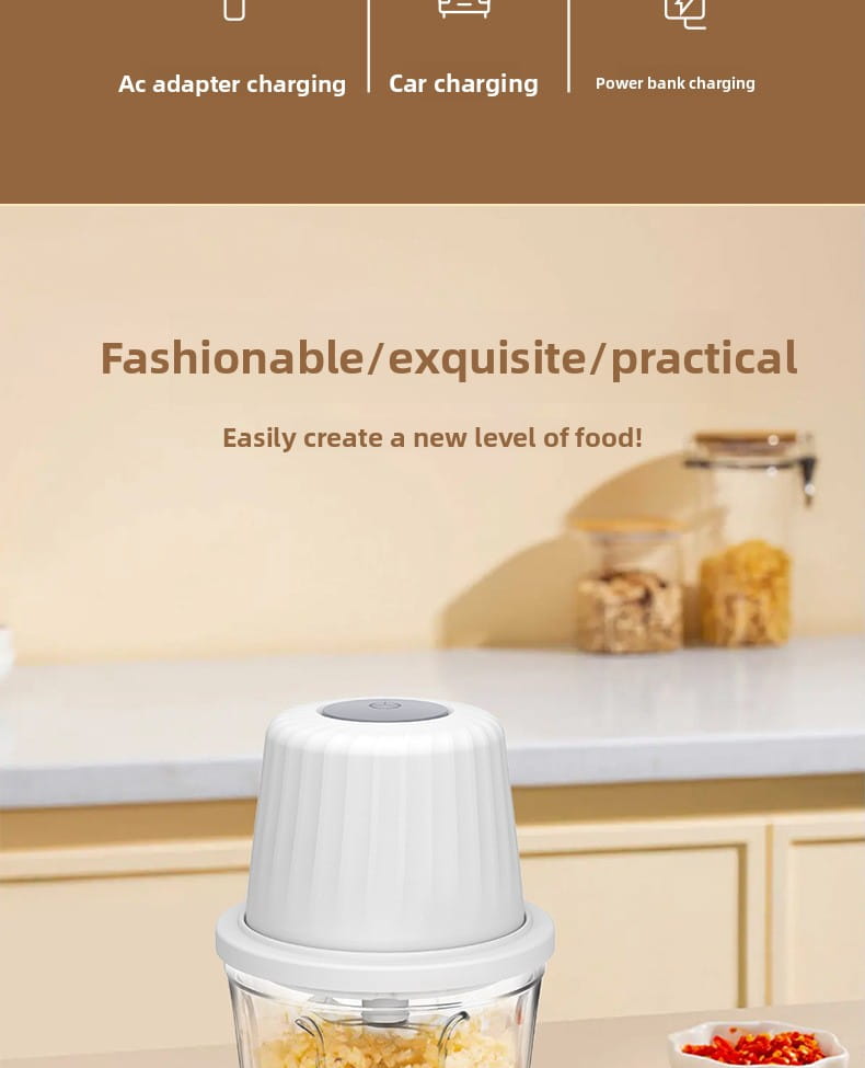 Portable Electric Food Chopper and Mini Garlic Processor