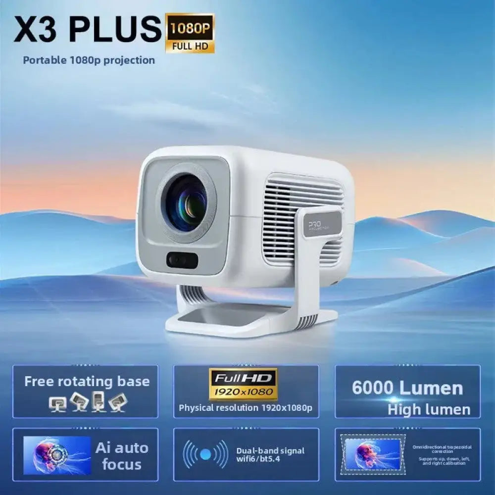 1080P Android Smart Projector with WiFi & Bluetooth, 6000 ISO Lumens Portable Home Theater Projector with Auto Focus, Keystone Correction & 3D Support - The Frugal Fox