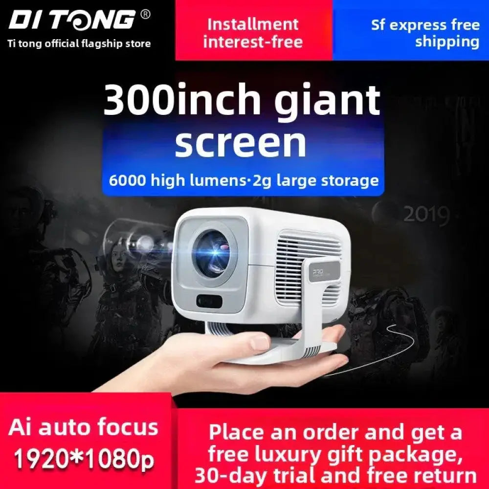 1080P Android Smart Projector with WiFi & Bluetooth, 6000 ISO Lumens Portable Home Theater Projector with Auto Focus, Keystone Correction & 3D Support - The Frugal Fox