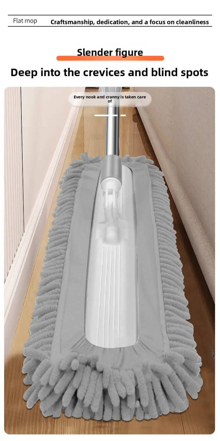 Chenille Spin Mop with Telescopic Handle - Adjustable 84-134cm Stainless Steel Floor Cleaner with Flip Squeeze &