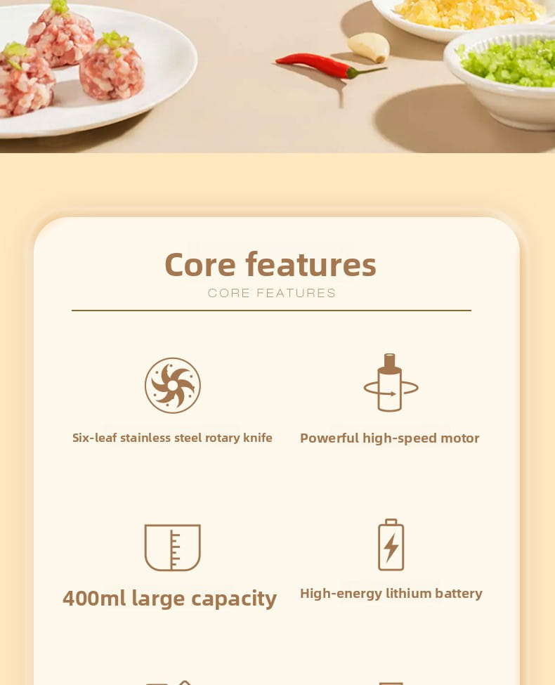 Portable Electric Food Chopper and Mini Garlic Processor