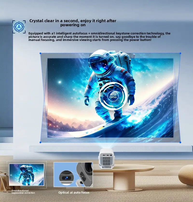 1080P Android Smart Projector with WiFi & Bluetooth 6000 ISO Lumens Portable Home Theater Projector with Auto Focus