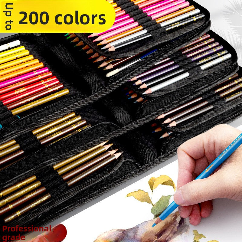 200-Color Oil-Based Colored Pencil Set - Professional Art Supplies with Cloth Bag for Sketching, Drawing, and Coloring