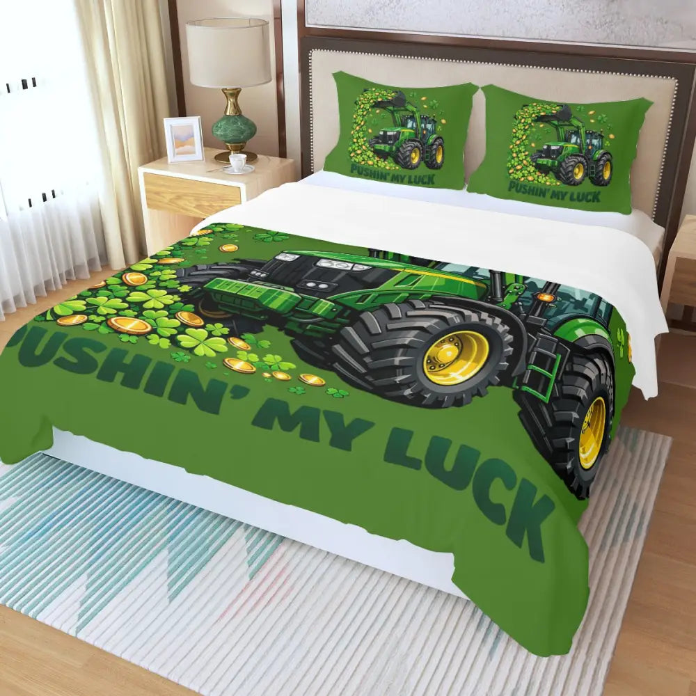 John Deere St Patricks Day Three Piece Duvet Bedding Set - St. Patrick’s Day