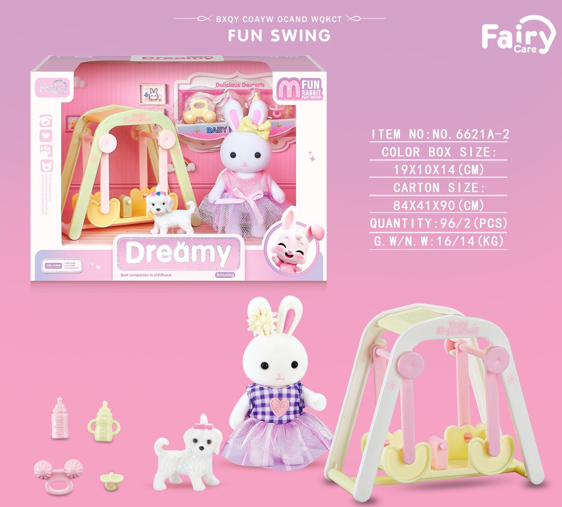 Rabbit-Themed Miniature Dressing Table Playset for Kids Imaginative Role-Play Toys