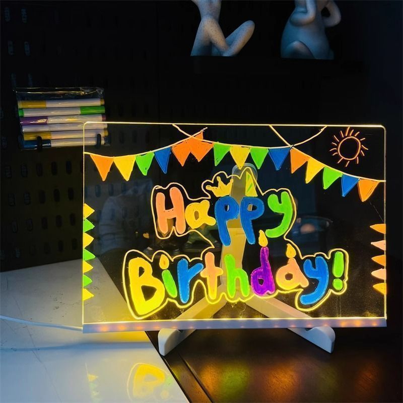 LED Glow Magnetic Drawing Board for Kids - Reusable Fluorescent Light-Up Art Tablet with USB Power