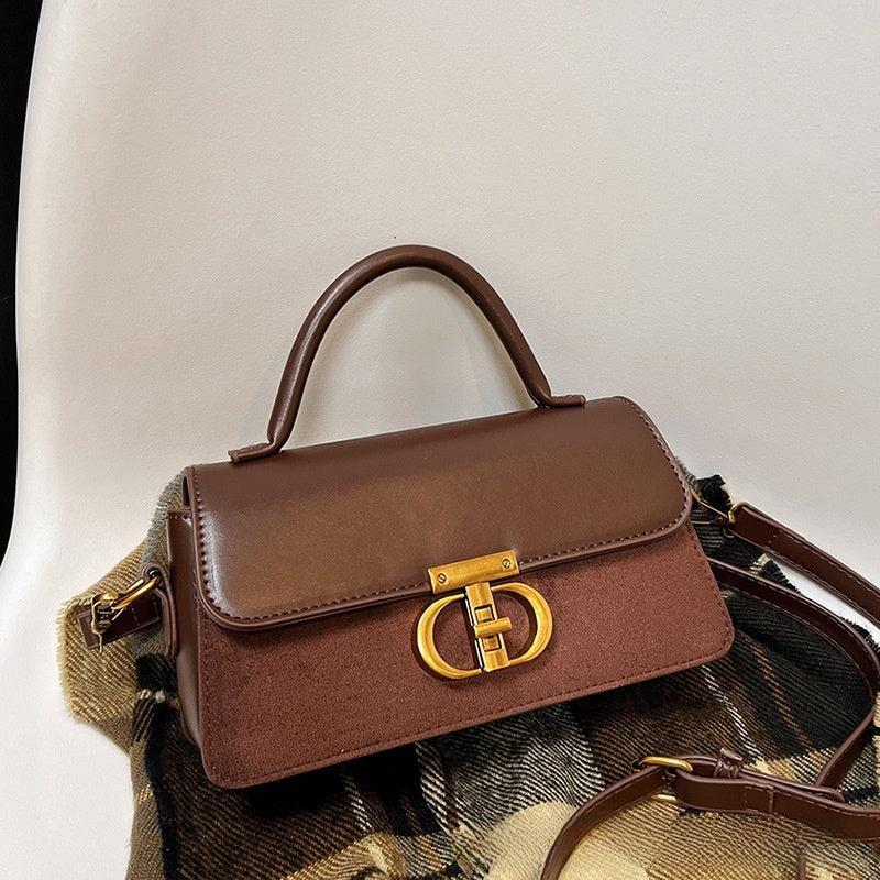 Small Square PU Leather Bag Adjustable Shoulder & Crossbody Bag with Phone Pocket, Retro Style