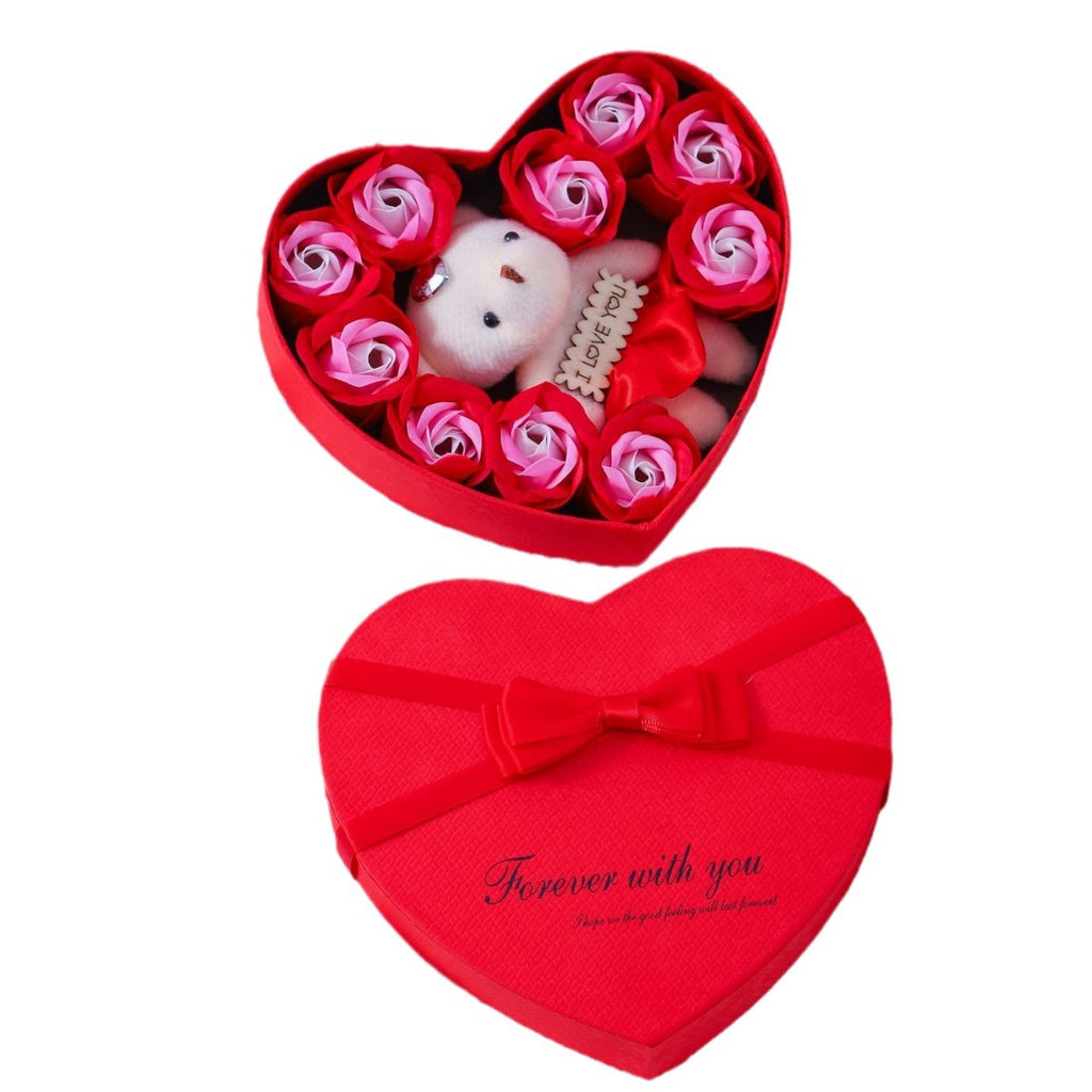 Heart-Shaped Soap Flower Gift Box Fragrant Roses for Valentines Day, Christmas & Special Occasions