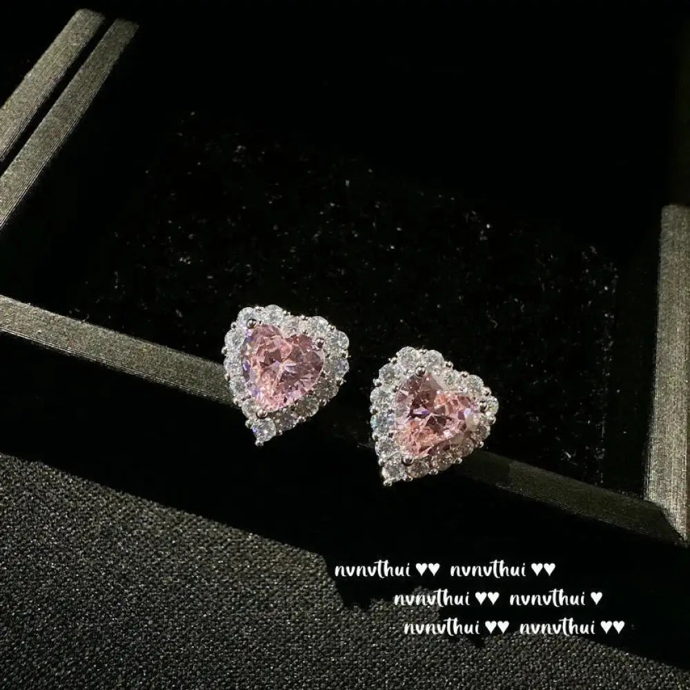 18K Gold Plated Pink Heart Zircon Jewelry Set - Adjustable Bracelet, Necklace, Ring & Earrings Palace Style Set - The Frugal Fox