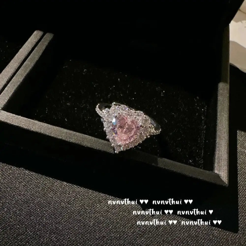 18K Gold Plated Pink Heart Zircon Jewelry Set - Adjustable Bracelet, Necklace, Ring & Earrings Palace Style Set - The Frugal Fox