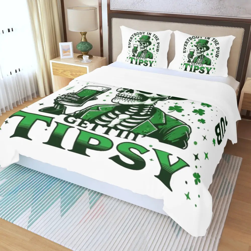 Getting Tipsy St. Patrick’s Day Duvet Cover Set with Zipper Closure - St. Patrick’s Day