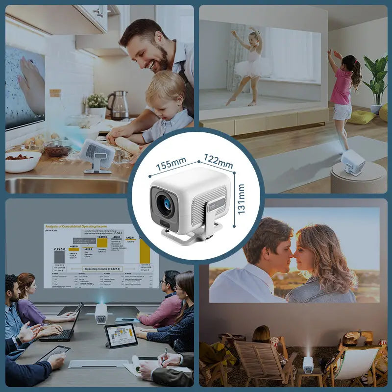 1080P Android Smart Projector with WiFi & Bluetooth 6000 ISO Lumens Portable Home Theater Projector with Auto Focus