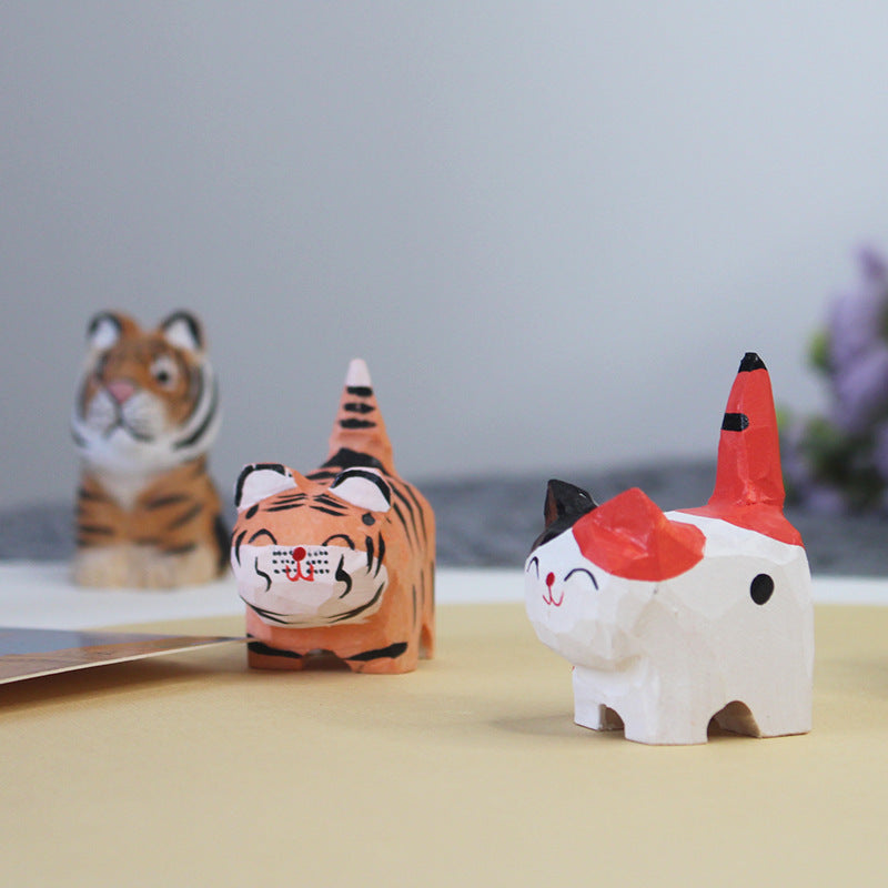 Handcrafted Wooden Animal Ornament Basswood Table Decor & Pendant Keychain