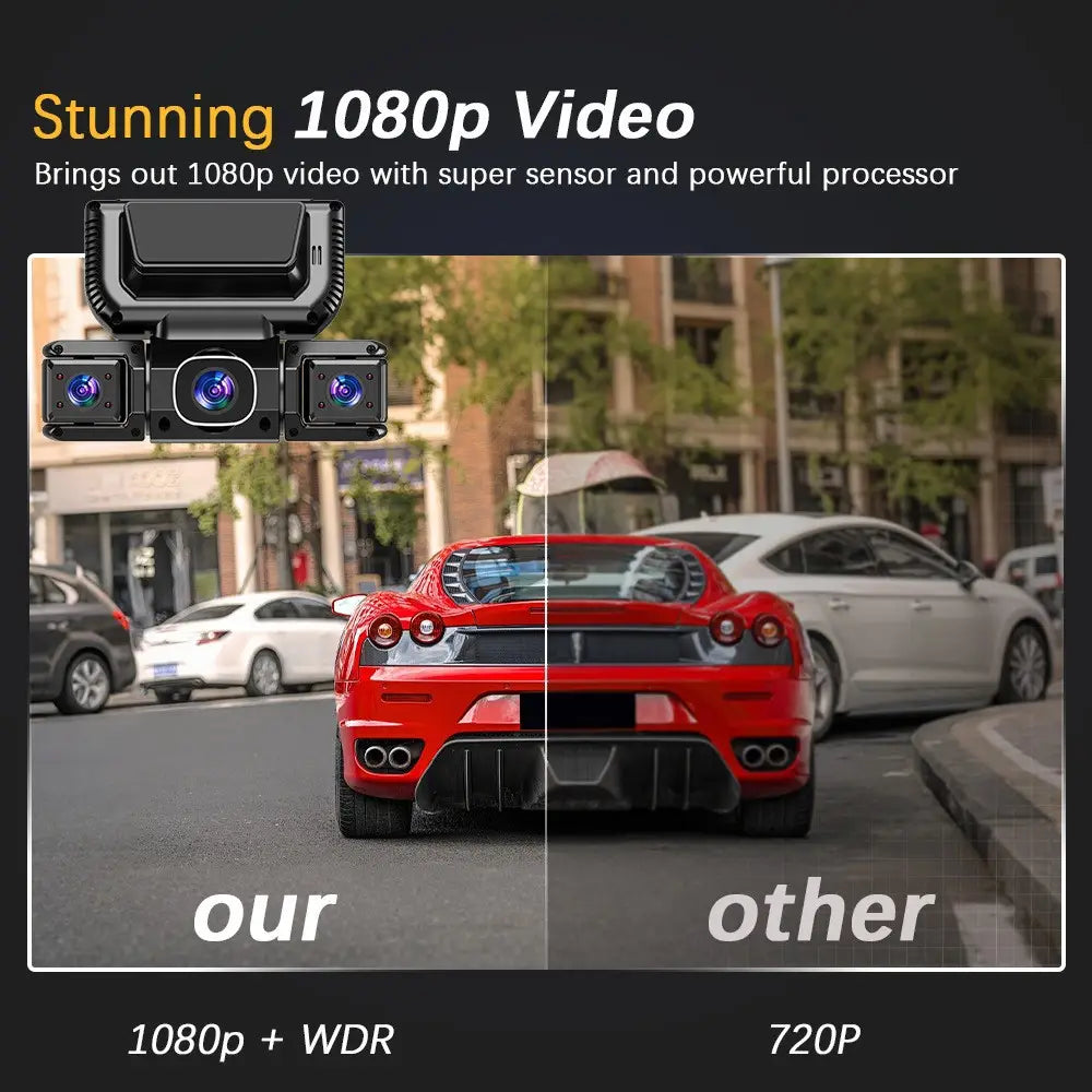 1080P WiFi Car Dash Camera with Four Lenses & Night Vision - Wide Angle Loop Recording Dash Cam