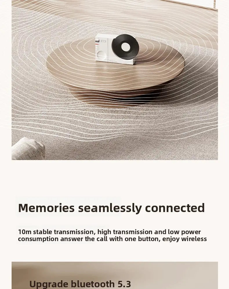 Retro Vinyl Clock Bluetooth Speaker (LK09) - Portable 5W Wireless Speaker with TF & AUX Support