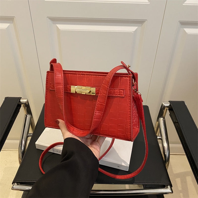 Crocodile Pattern PU Handbag Medium Square Shoulder Bag
