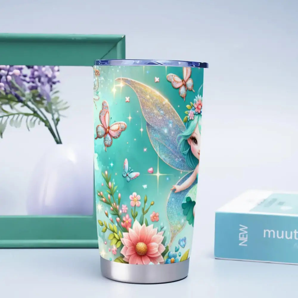 20-Oz Fantasy Fairy Tumbler – Stainless Steel Insulated Travel Mug with Lid - 20OZ / White - Gifts for All Occasions