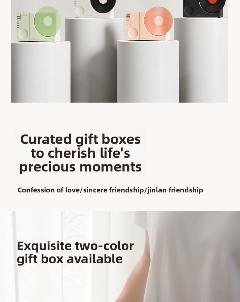 Retro Vinyl Clock Bluetooth Speaker (LK09) - Portable 5W Wireless Speaker with TF & AUX Support