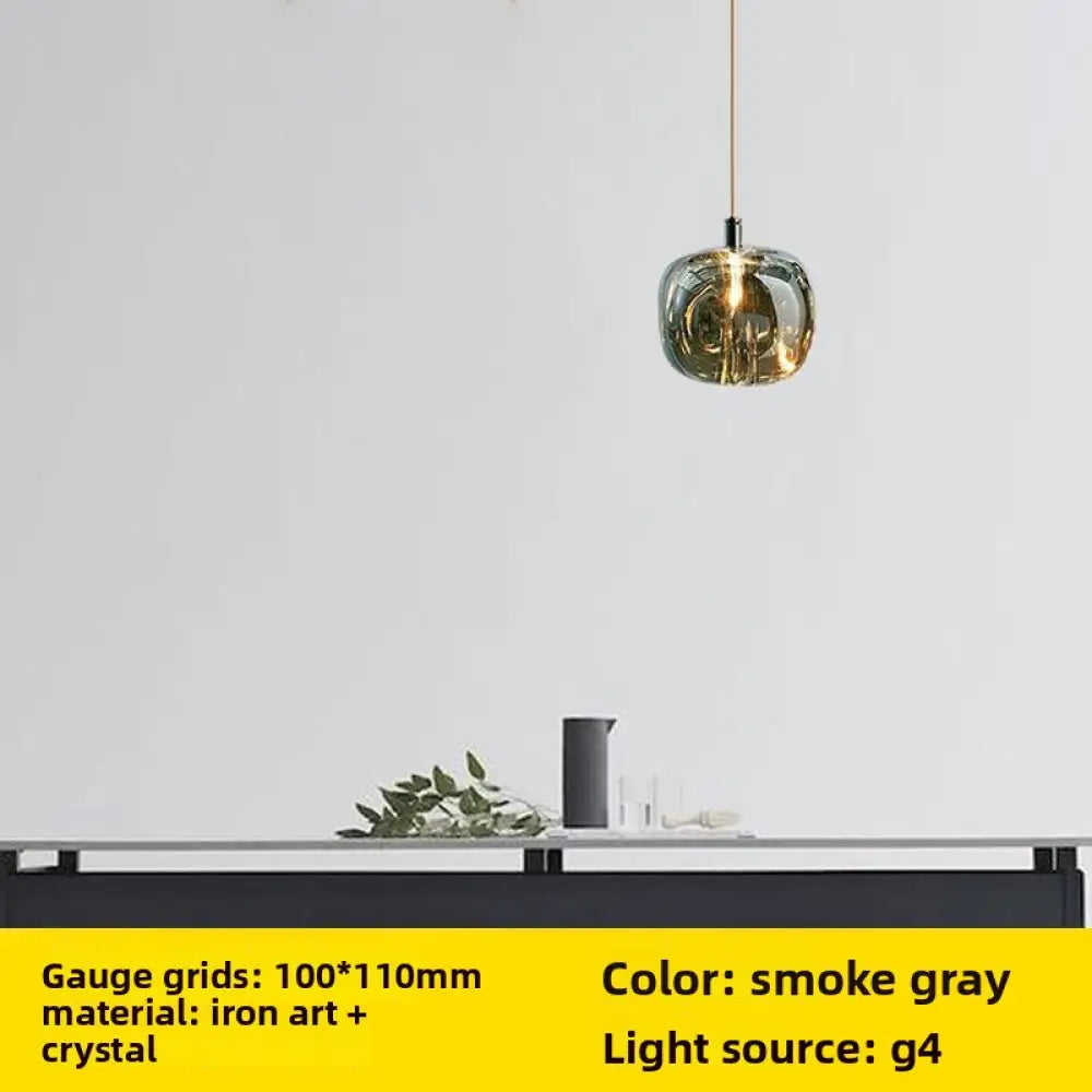 Modern Smart Crystal Pendant Light in Amber and Silver finishes - Small Single Head Smoke Gray - Home Decor