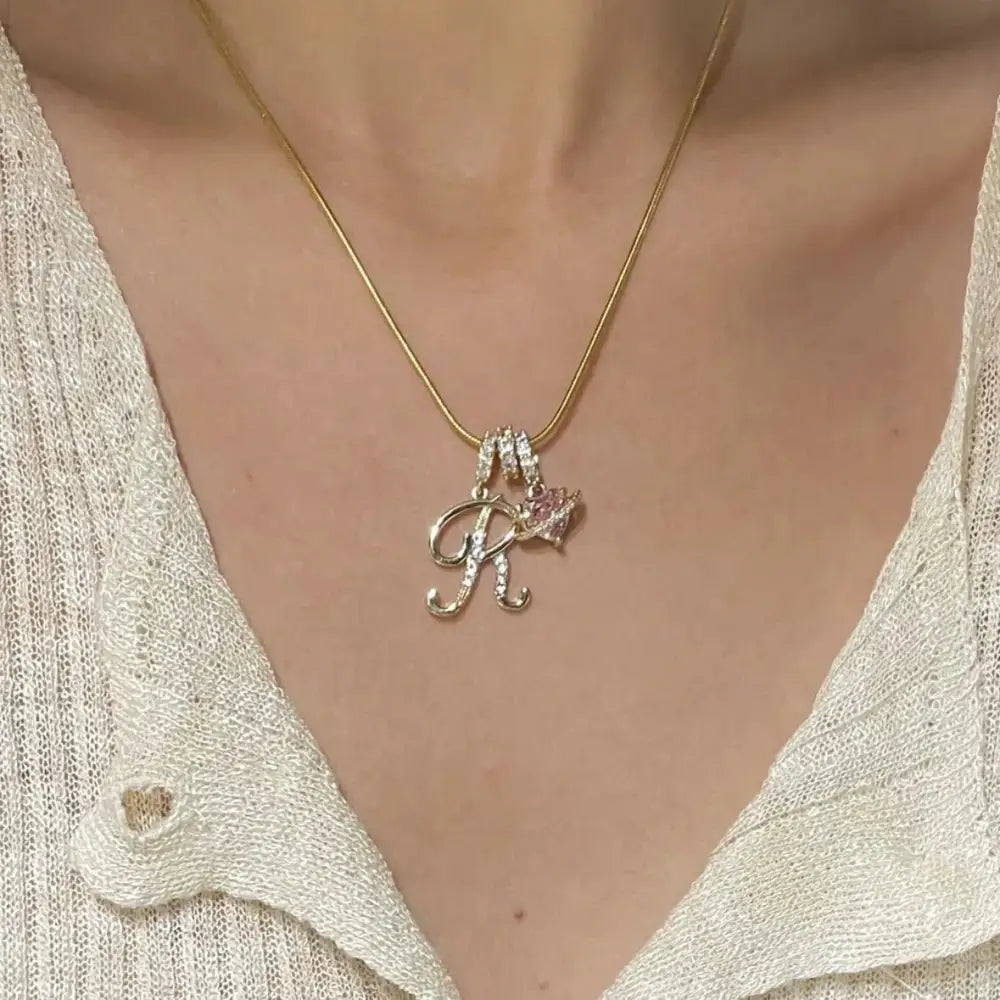 22K Gold Plated Alphabet Letter Necklace - Unisex Geometric Initial Pendant with Stainless Steel Bamboo Chain, Personalized A?Z & Cross Design - The Frugal Fox