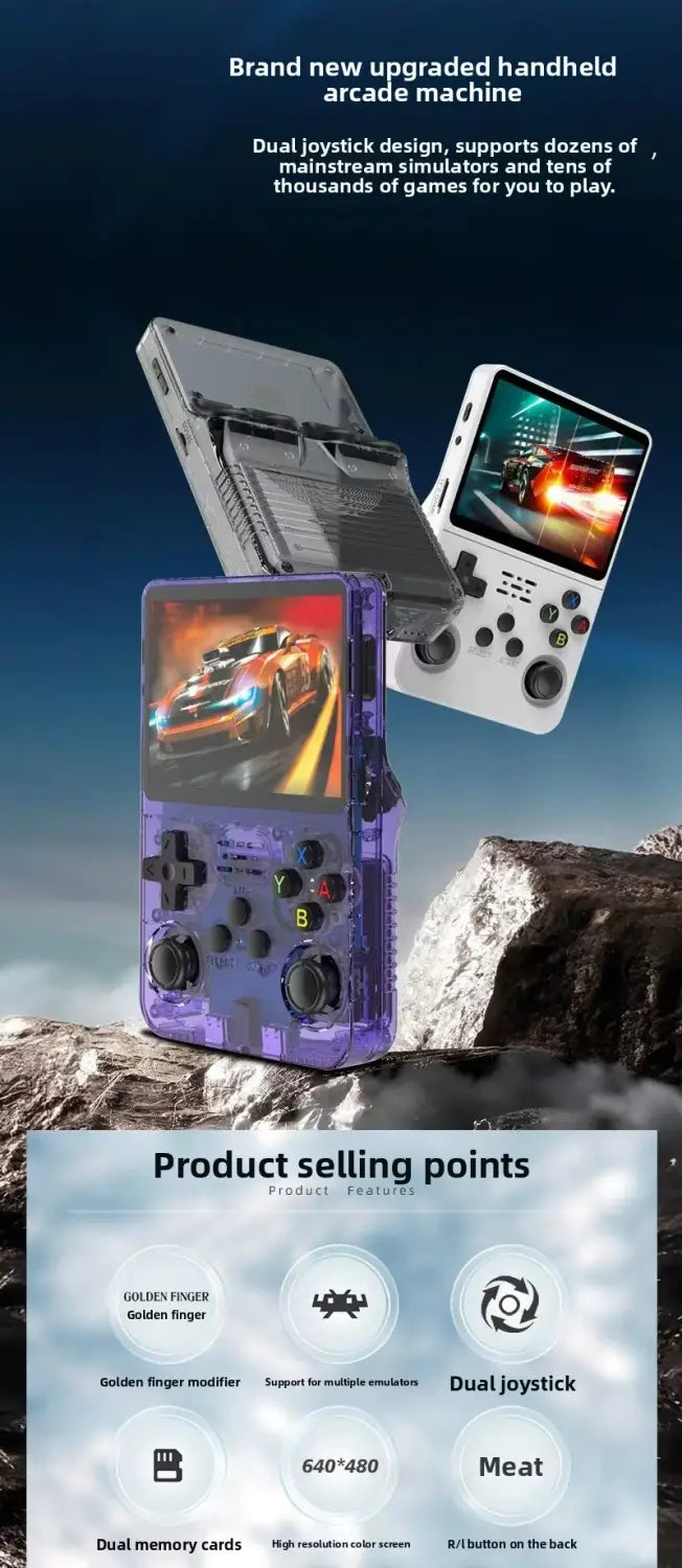 Android Retro Handheld Game Console - 3.5- Portable Gaming Device with PS1 & Arcade Support (64GB/128GB)