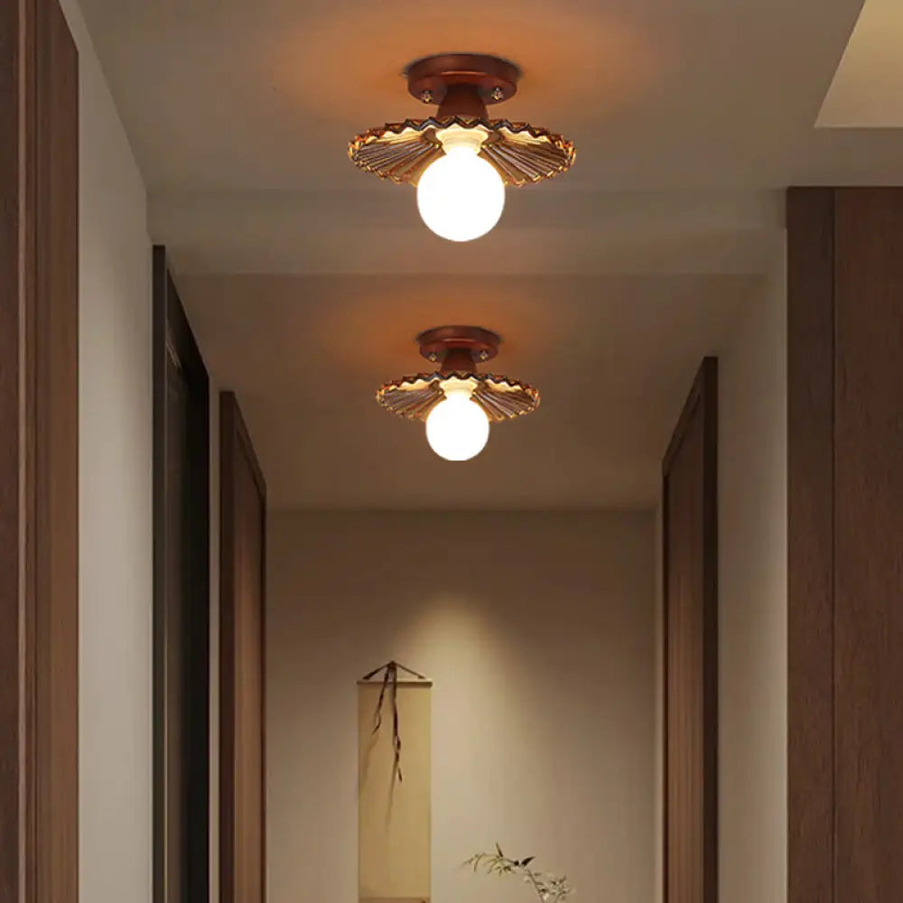 Mid Century Nordic LED Ceiling Light with Scalloped Glass Shades - Home Decor