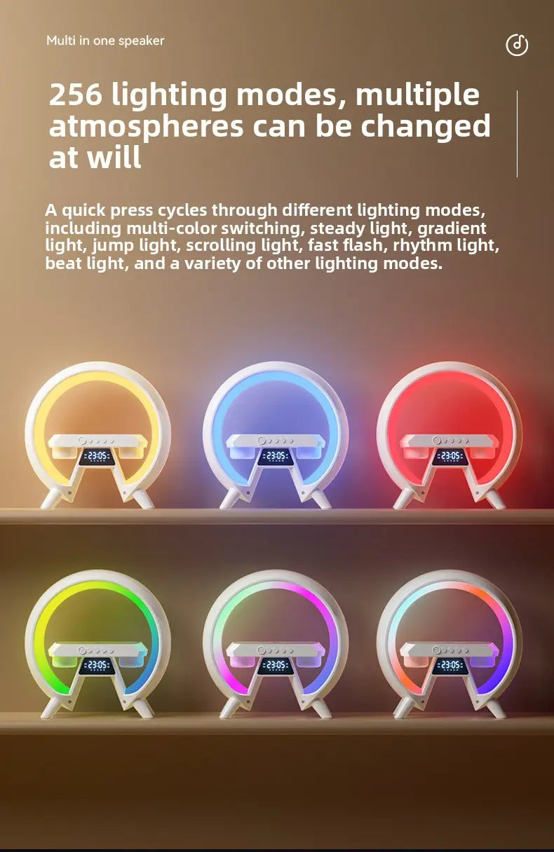 15W Bluetooth Speaker Wireless Charger Alarm Clock Night Light 2.1 Sound