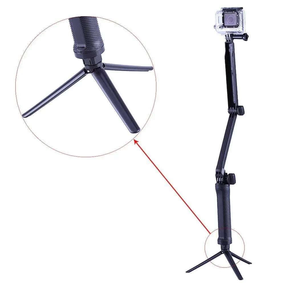 3-in-1 Rotating Action Camera Arm - Handle Tripod & POV Mount for GoPro DJI Action & Insta360 - black - Consumer