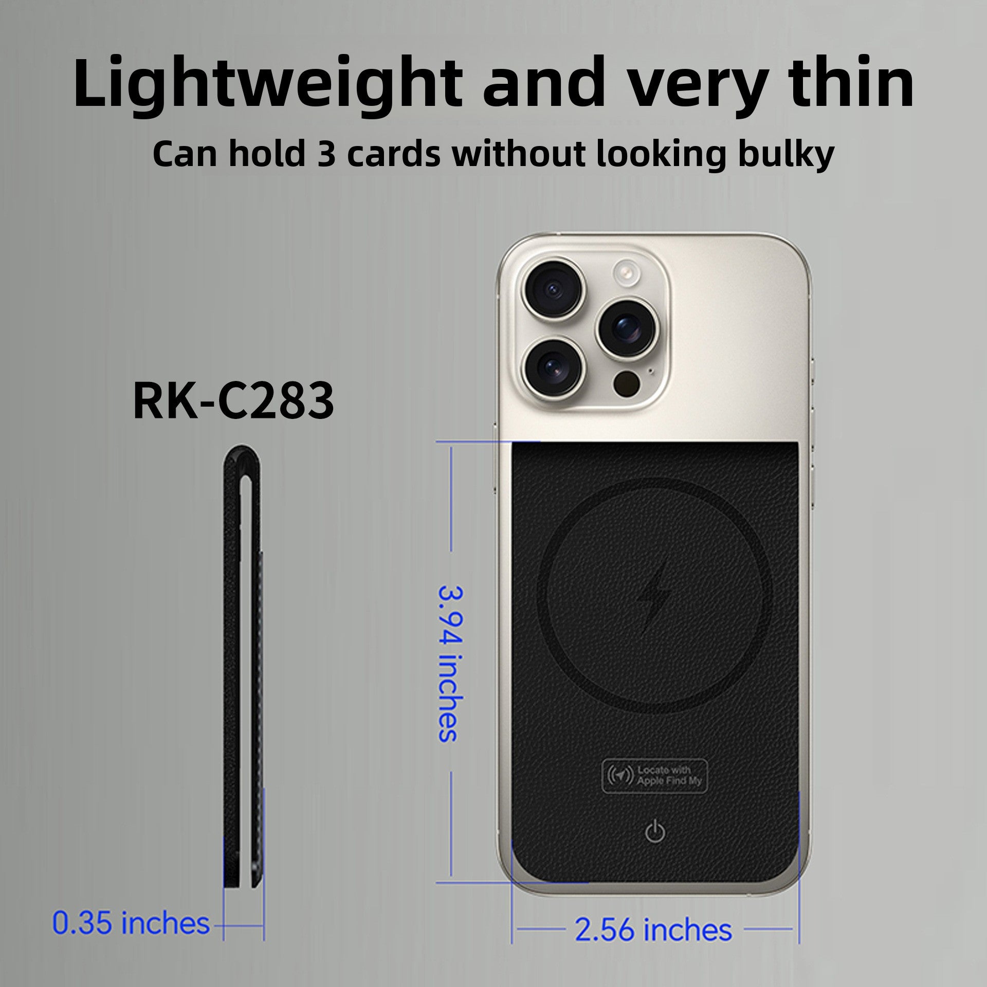 Magnetic Leather Card Holder Locator Bluetooth Tracker Compatible with Apple Find My, Wireless Charging, Compact Wallet Accessory