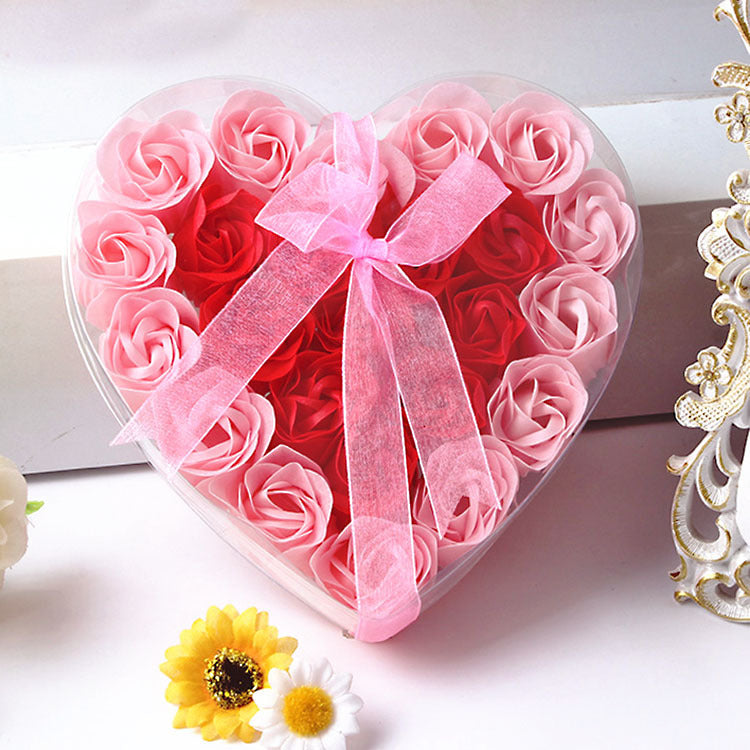 Everlasting Soap Rose Flower Gift Box Heart-Shaped Fragrant Decoration for Birthdays, Weddings & Home Decor