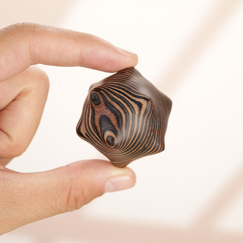 Zebra Wood Six-Pointed Star Hand Massage Ball - Acupressure Therapy & Stress Relief Tool