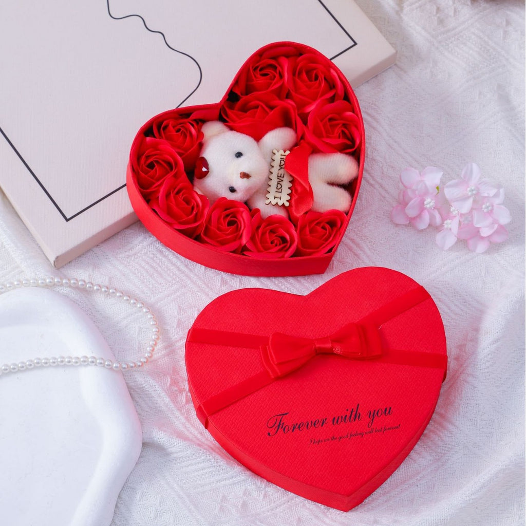 Heart-Shaped Soap Flower Gift Box Fragrant Roses for Valentines Day, Christmas & Special Occasions