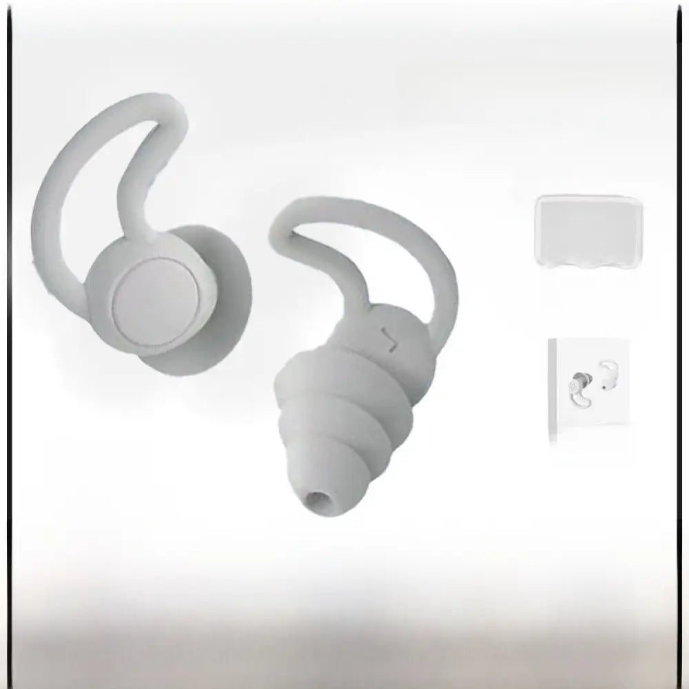 36dB Silicone Earplugs Waterproof Sleep Studying Noise Reduction Reusable - Gray - Consumer Electronics
