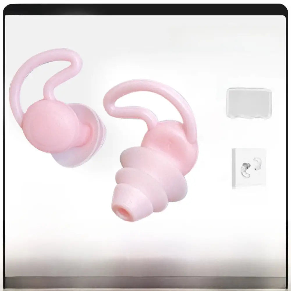 36dB Silicone Earplugs Waterproof Sleep Studying Noise Reduction Reusable - Pink - Consumer Electronics