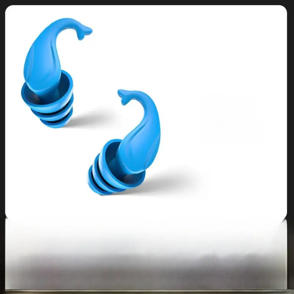 36dB Silicone Earplugs Waterproof Sleep Studying Noise Reduction Reusable - Dolphin new blue - Consumer Electronics