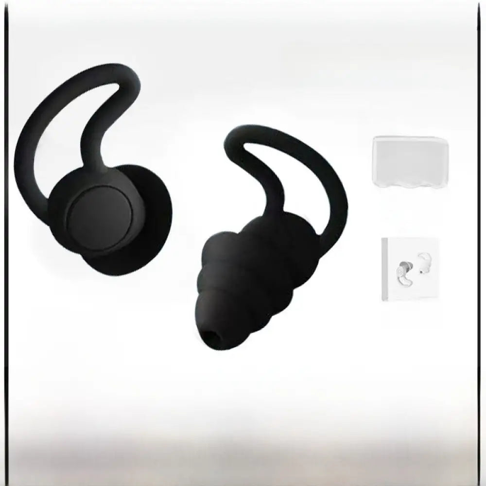 36dB Silicone Earplugs Waterproof Sleep Studying Noise Reduction Reusable - Black - Consumer Electronics