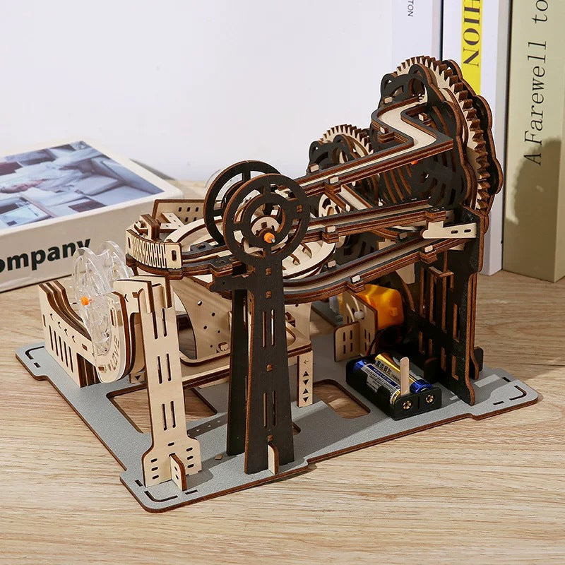 3D Wooden Mechanical Ball Track Puzzle DIY Marble Run Simulation Model Educational Toy