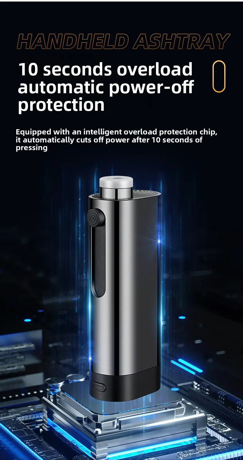 USB Rechargeable Car Ashtray with Push-Button Lighter Portable Smokeless Ash Holder with Gift Box