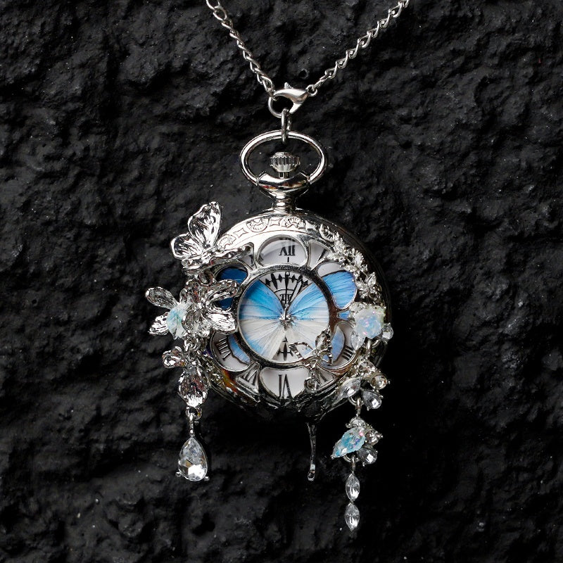 Real Butterfly Pocket Watch - Preserved Specimen Decorative Electronic Pocket Watch Gift