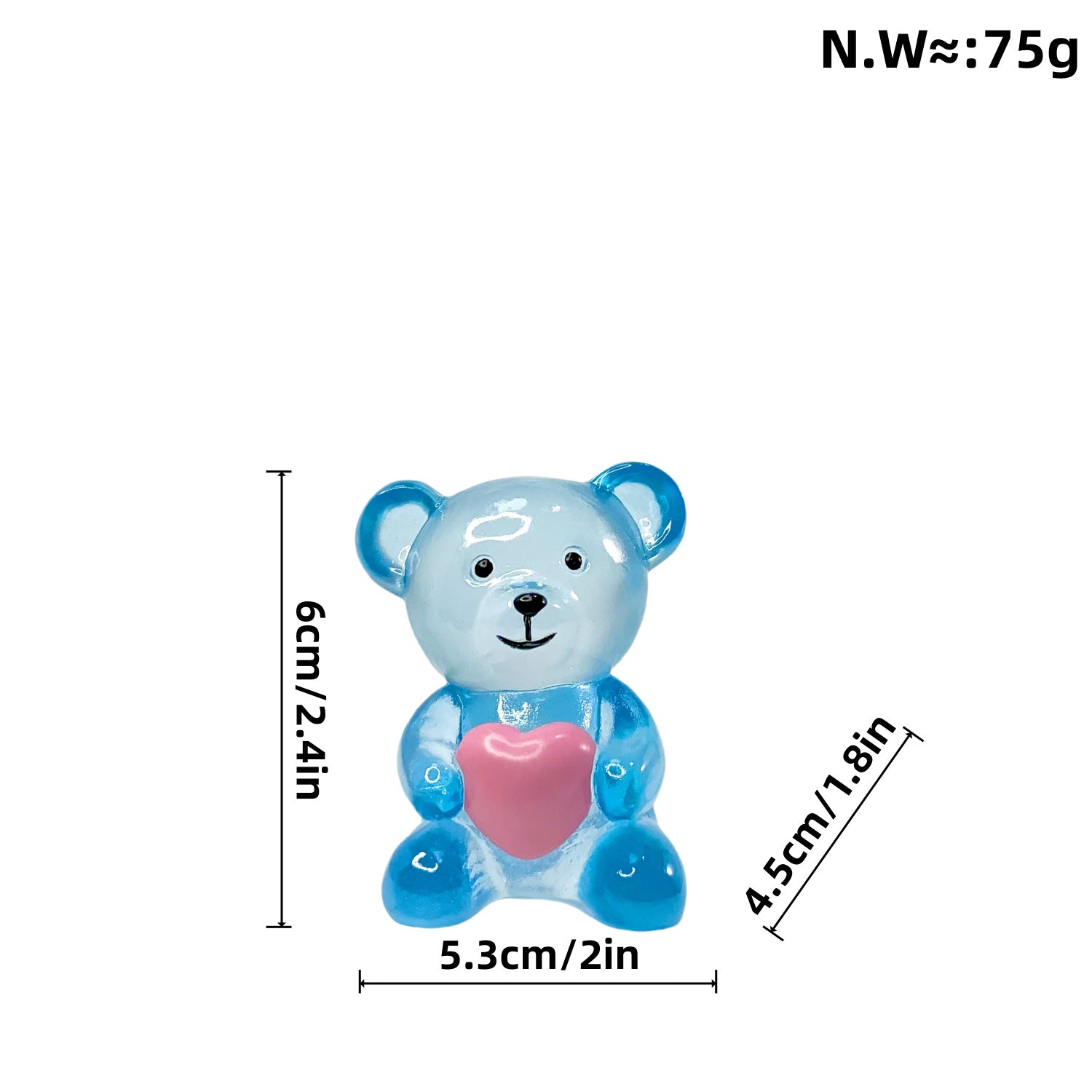 Heart Bear Resin Ornament Transparent Decorative Gift for Home & Parties