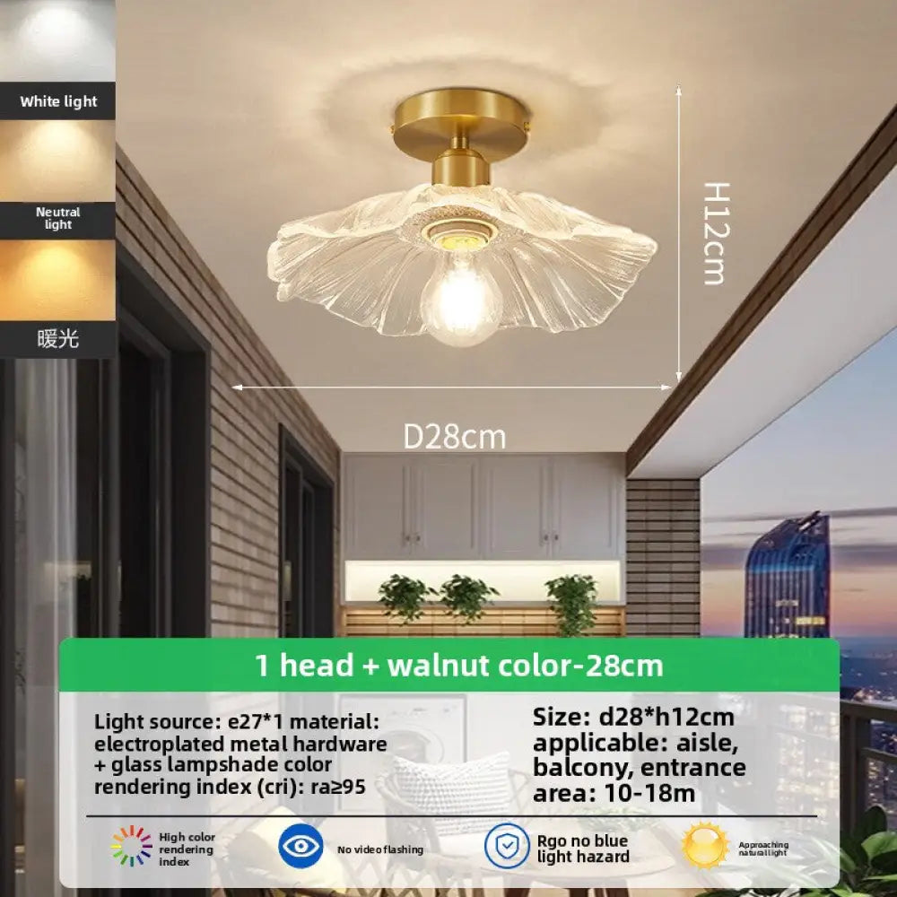 Mid Century Nordic LED Ceiling Light with Scalloped Glass Shades - B Clear Shade Electroplated Base / Full Spectrum