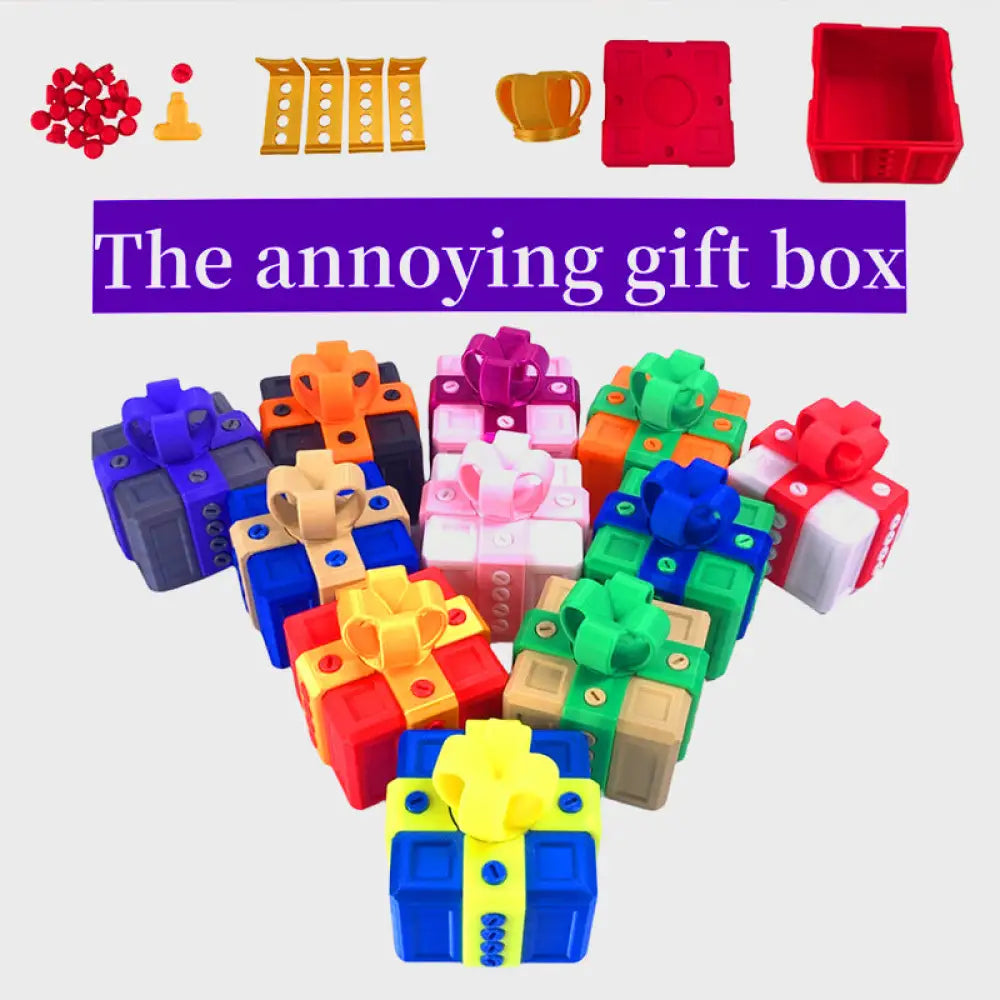 3D Printed Funny Gift Box Surprise Ornament Eco-Friendly PLA Novelty Decor with Bow Multi-Size & Color Options Humorous